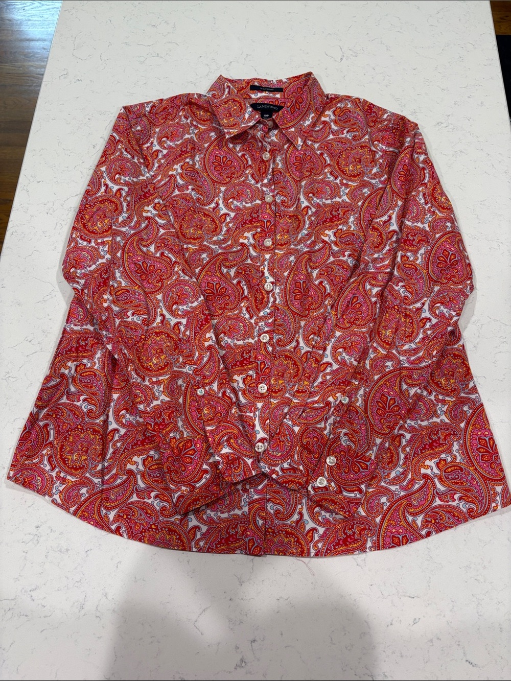 Lands' End Red Paisley Button-Down Shirt
